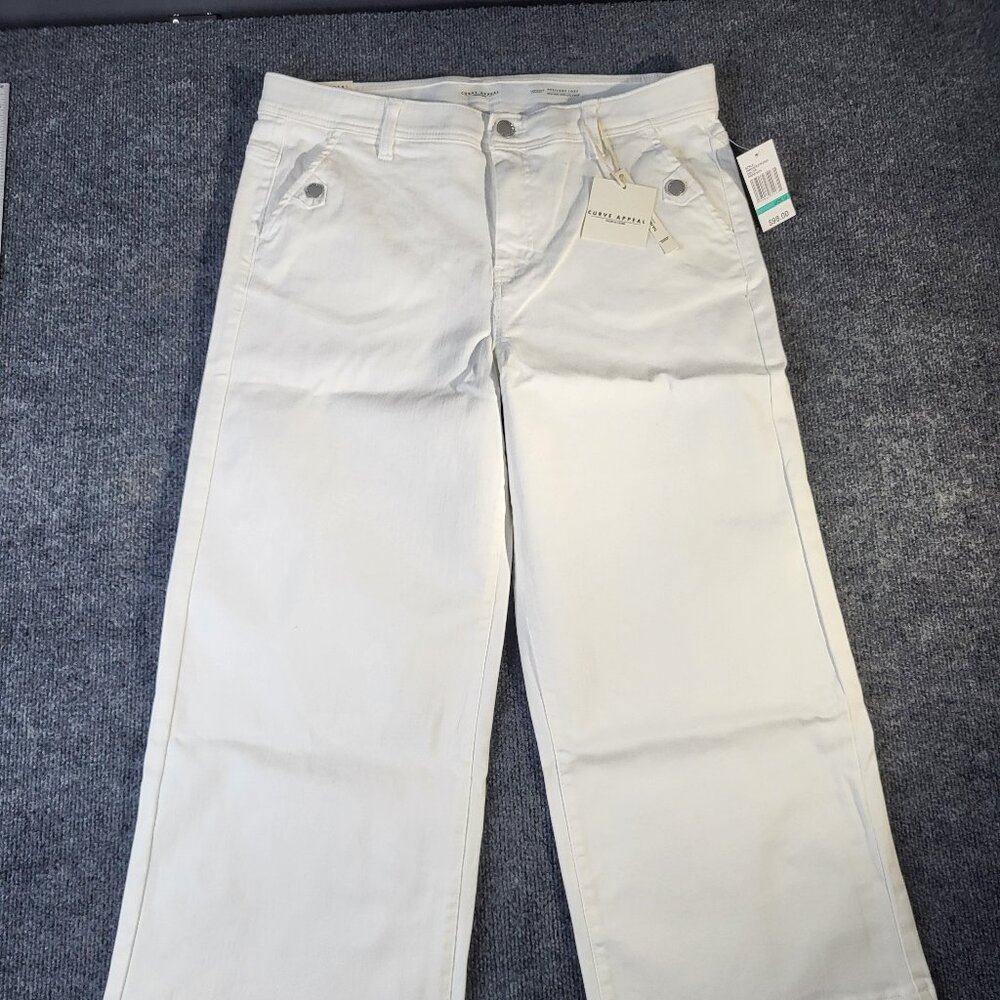 Curve Appeal Women's Jeans Size 16 High Rise Wide Leg Crop White 16/33